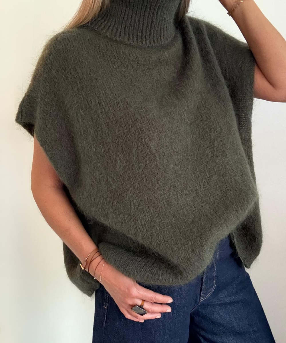 PULL COL ROULÉ SANS MANCHES EN MOHAIR ÉMILIE