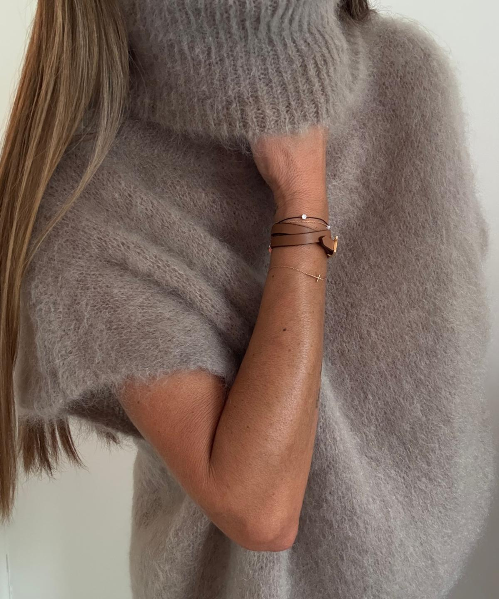 PULL COL ROULÉ SANS MANCHES EN MOHAIR MARIE