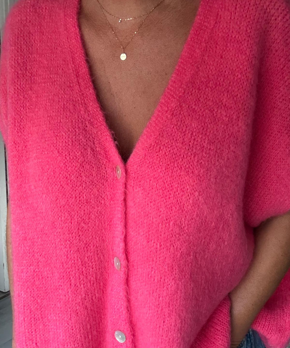 GILET SANS MANCHES EN MOHAIR ROSA